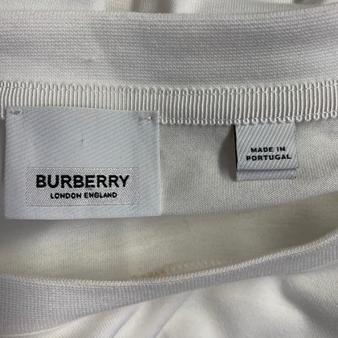 BURBERRY Size XL White Silver Cotton Crystal Embellished Oversized Crew Neck T-Shirt