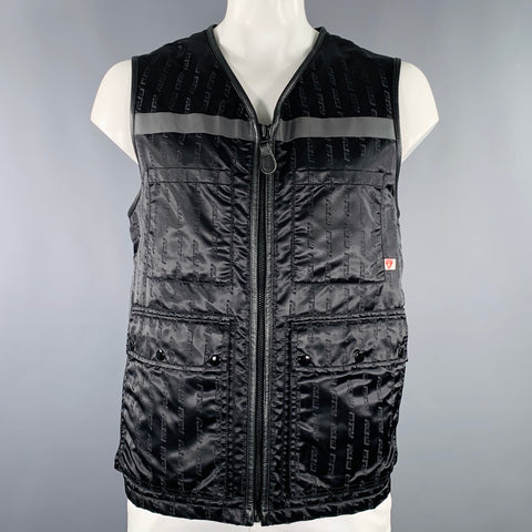 NEIGHBORHOOD Size L Fck Em Black Logo Nylon Zip Up Vest
