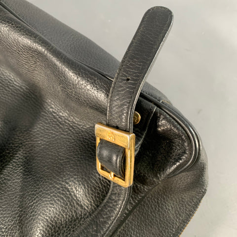 MCM Vintage Small Black Gold Leather Drawstring Backpack