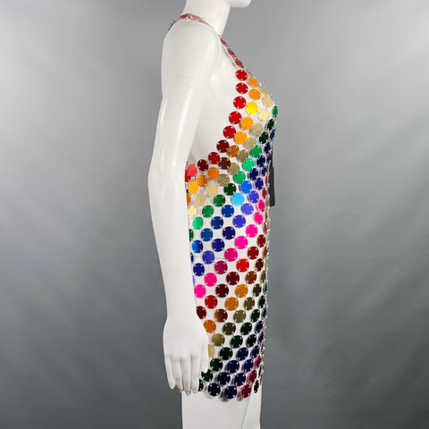 FANNIE SCHIAVONI Size XS Silver Multi Color Rainbow Mini Dress