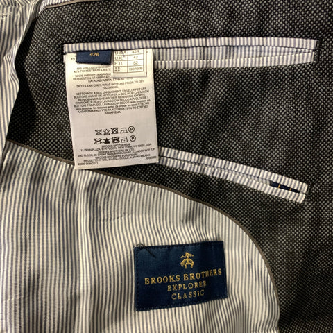 BROOKS BROTHERS Chest Size 42 Regular Grey Black Nailhead Wool Notch Lapel Suit