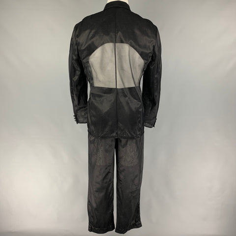 DOLCE & GABBANA Size 42 Black See Through Polyamide Peak Lapel Suit