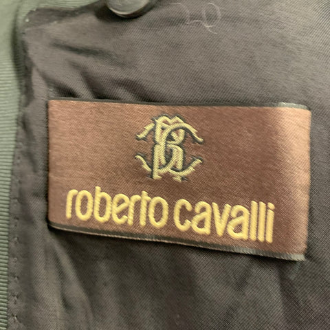 ROBERTO CAVALLI Size 36 Purple Black Metallic Tuxedo Sport Coat
