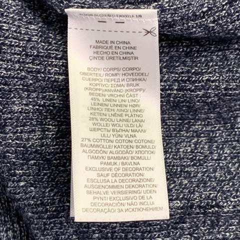 POLO by RALPH LAUREN Taille L Bleu marine Blanc chiné Pull col rond en lin, laine et coton