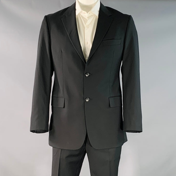 SAND Size 42 Black Wool Twill Notch Lapel Suit