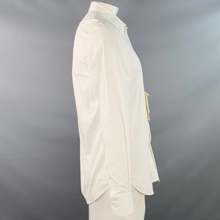 ALEXANDER MCQUEEN Size L White Cotton Blend Curved Cutaway Button Up Long Sleeve Shirt