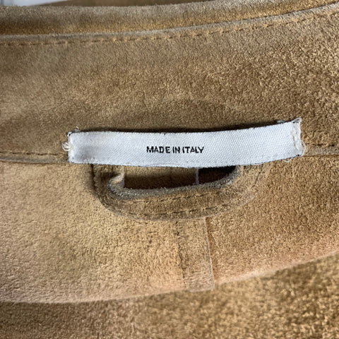 YVES SAINT LAURENT Chest Size 46 Size 46 Camel Tan Leather Zip Up Coat