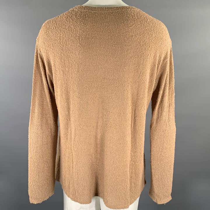 JOHN ELLIOTT Size L Camel Textured Cotton Nylon Boat Neck Pullover