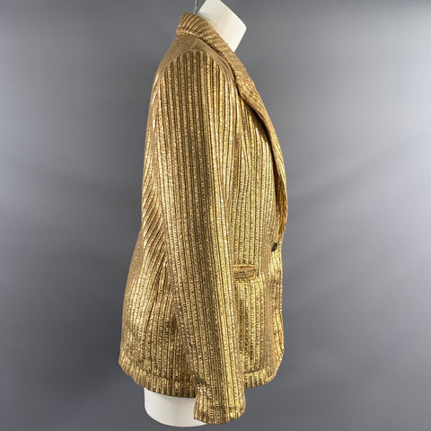 FORTE_FORTE Size M Gold Metallic Notch Lapel Jacket  Blazer