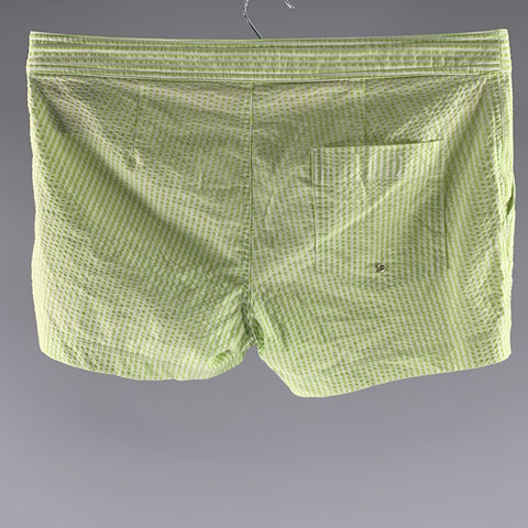 MR TURK Size 36 Green White Stripe Polyamide Blend Seersucker Short Swim Trunks