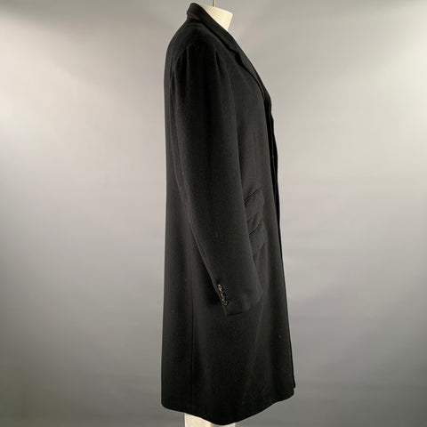 HERMES Size XXL Black Cashmere Trench Coat
