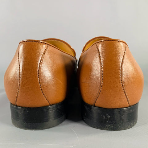 GUCCI Size 10.5 Tan Leather Slip On Loafers