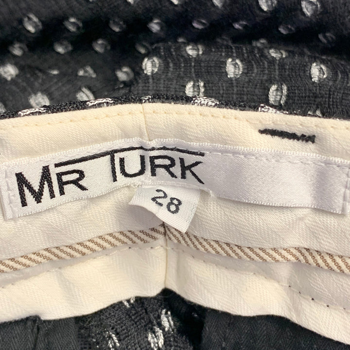 MR TURK Size 36 Regular Black White Perforated Polyester Notch Lapel Suit
