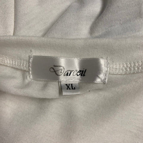 DARCEIL Size XL White Black Cotton Polyester Sleeveless T-Shirt