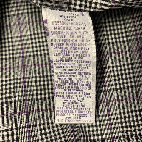 RALPH LAUREN Size M Grey Purple Plaid Cotton Spread Collar Long Sleeve Shirt