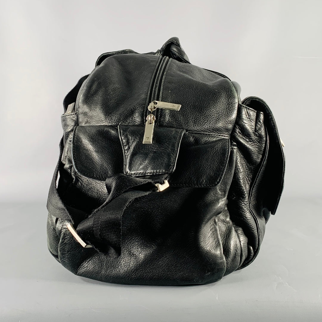 TUMI Black Leather Overnight Bag