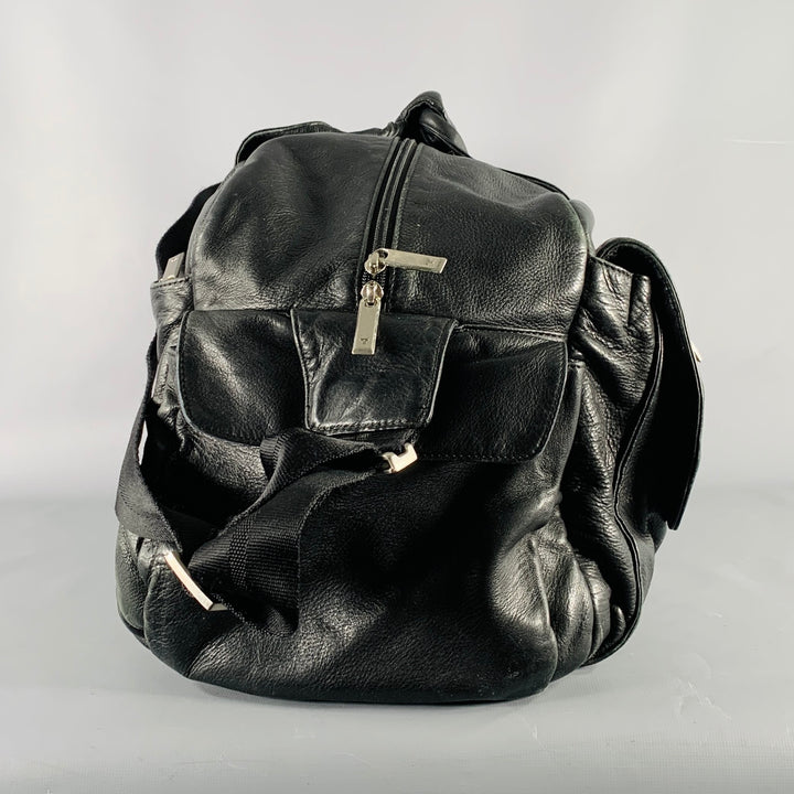 TUMI Black Leather Overnight Bag