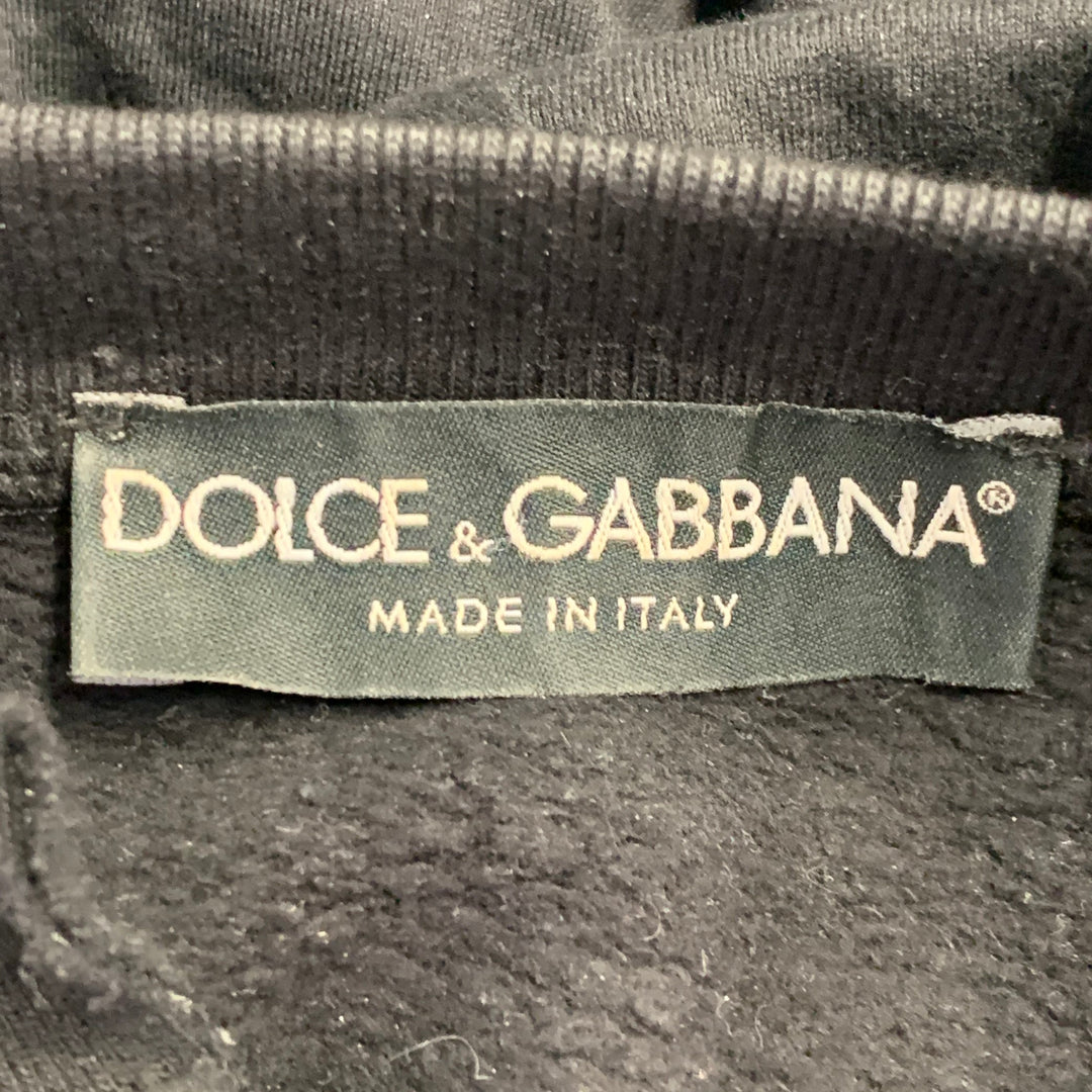 DOLCE & GABBANA Size S Black Muhammad Ali Print Cotton Hooded Sweatshirt