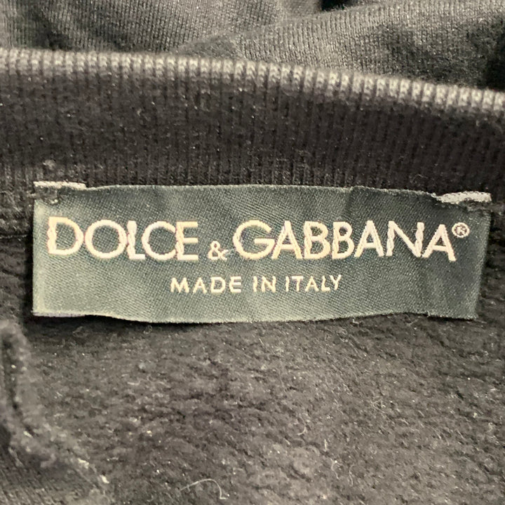 DOLCE & GABBANA Size S Black Muhammad Ali Print Cotton Hooded Sweatshirt