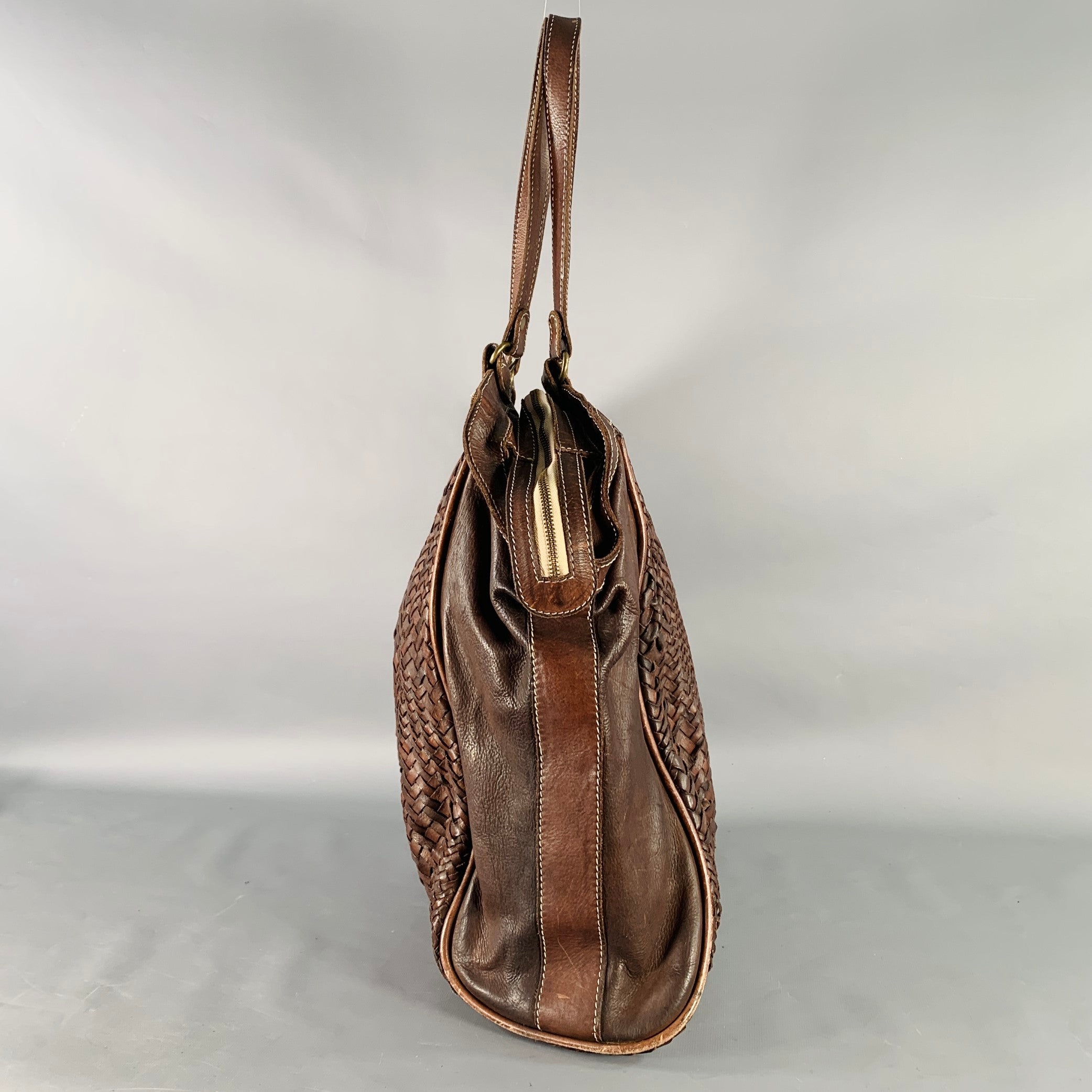 GIORGIO BRATO Brown Woven Leather Tote Handbag – Sui Generis