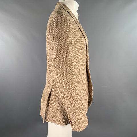 ETRO Size 40 Gold Grey Woven Cotton Notch Lapel Sport Coat