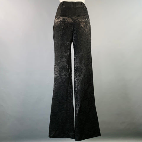 HAIDER ACKERMANN Taille M Pantalon décontracté taille basse en jacquard de lin et soie noir