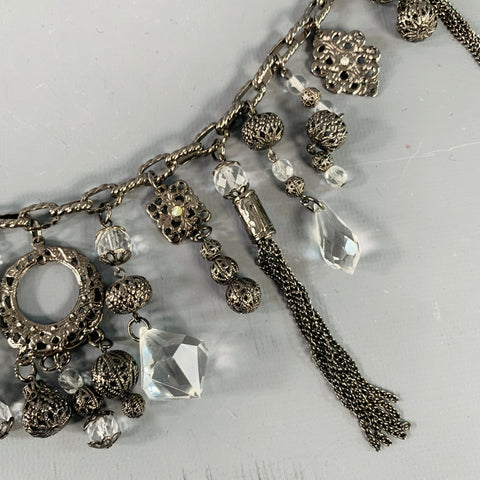 VINTAGE One Size Silver Clear Chain Link Metal Belt