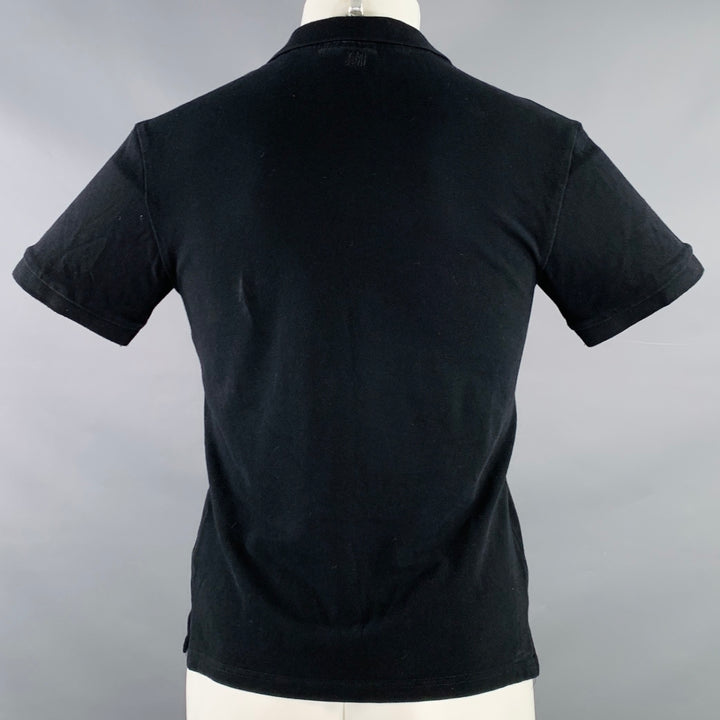 AMI Size M Black Red Heart Logo Cotton Half Placket Polo