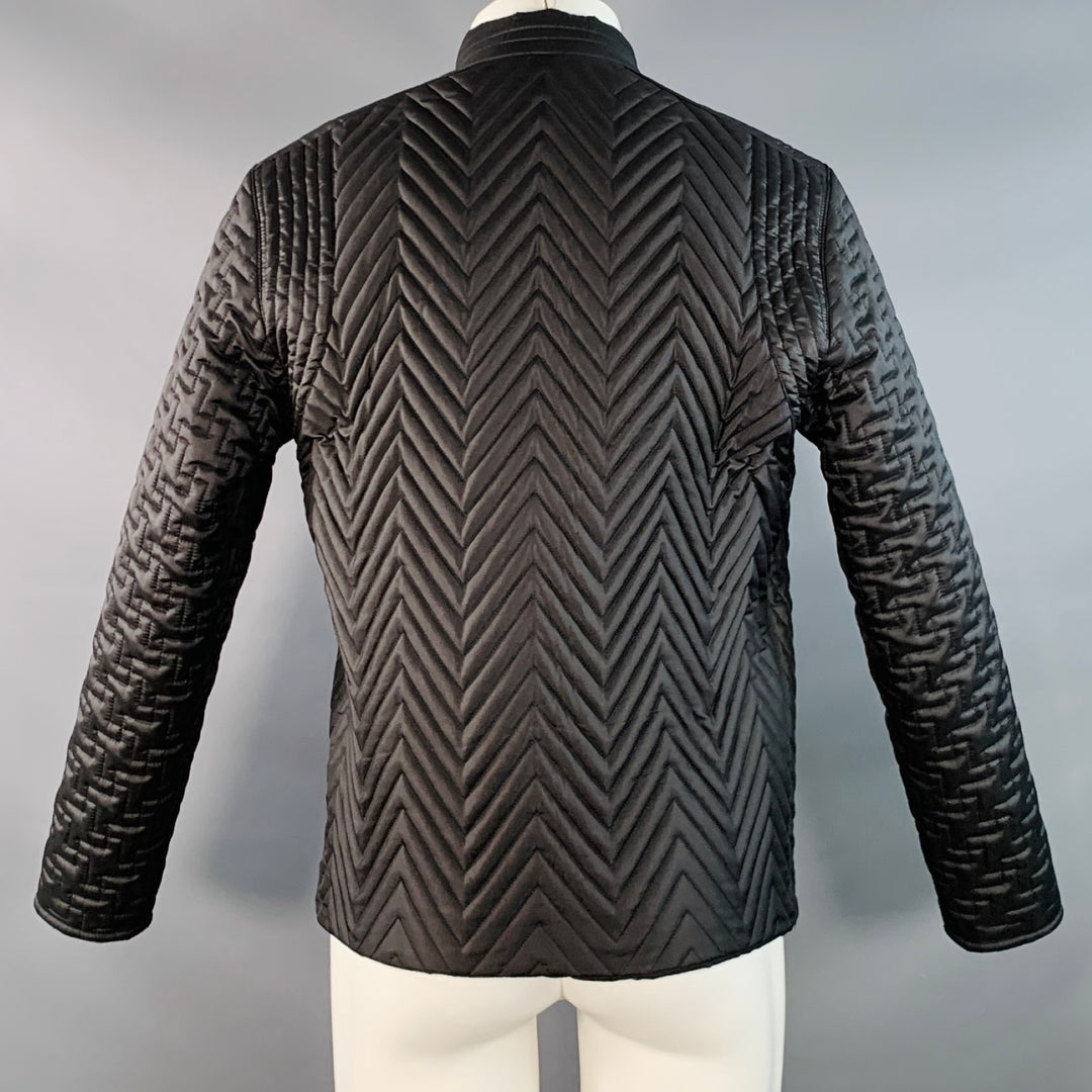 CALVIN KLEIN COLLECTION Size 40 Black Quilted Polyester Zip Up Jacket