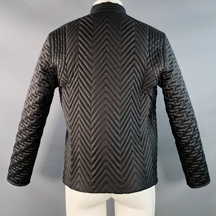 CALVIN KLEIN COLLECTION Size 40 Black Quilted Polyester Zip Up Jacket