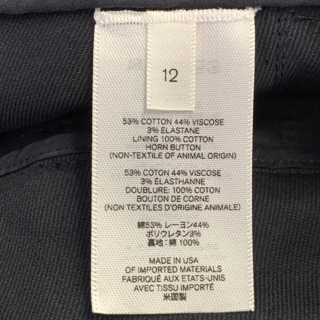 THE ROW Size 12 Black Cotton Blend Twill Ankle Zips Tapered Dress Pants