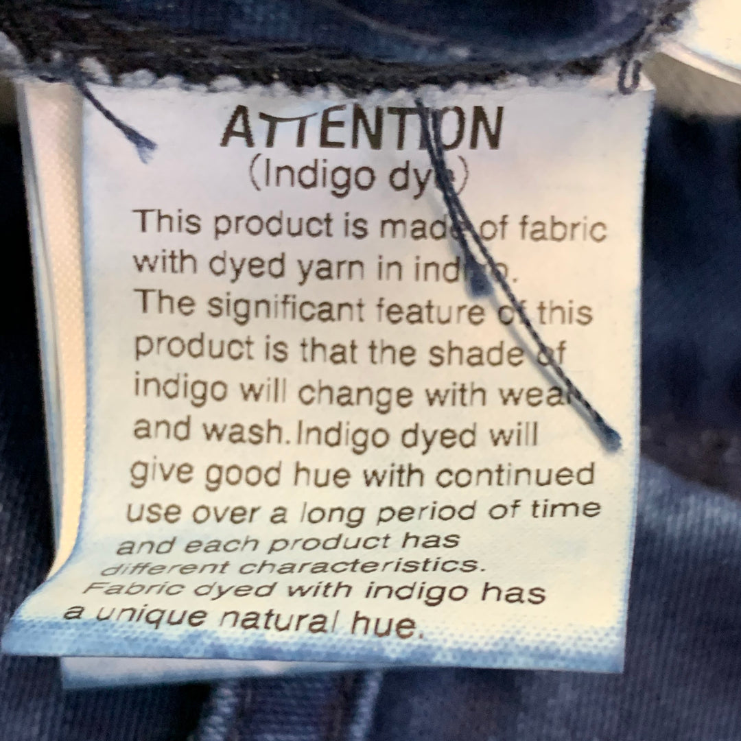 SAGE DE CRET Size M Indigo Cotton Pleated Elastic Waistband Casual Pants