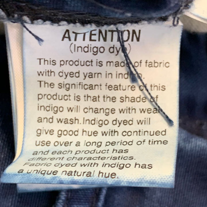 SAGE DE CRET Size M Indigo Cotton Pleated Elastic Waistband Casual Pants