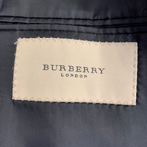 BURBERRY LONDON Size 44 Regular Black Grey Stripe Wool Notch Lapel Suit