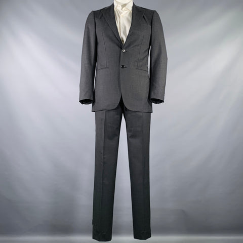 BORRELLI Size 42 Regular Charcoal Wool Notch Lapel Suit