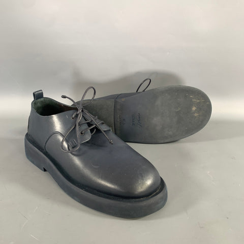 MARSELL Size 7.5 Navy Leather Derby Laces