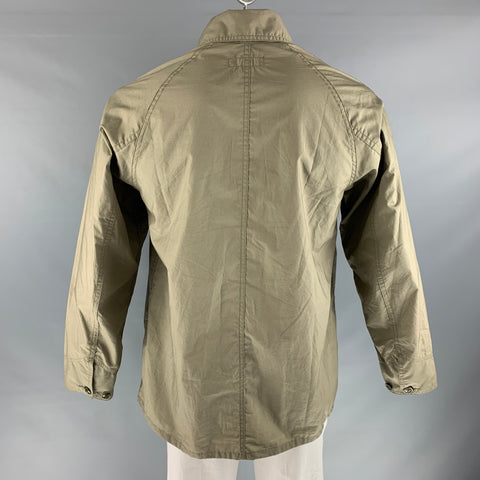 MONITALY Size 42 Olive Solid Cotton Lightweight Jacket