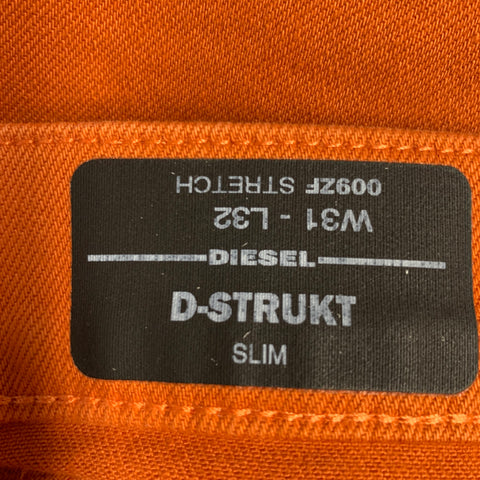 DIESEL Size 31 D-Strukt Orange Cotton Blend Slim 5 Pocket Jeans