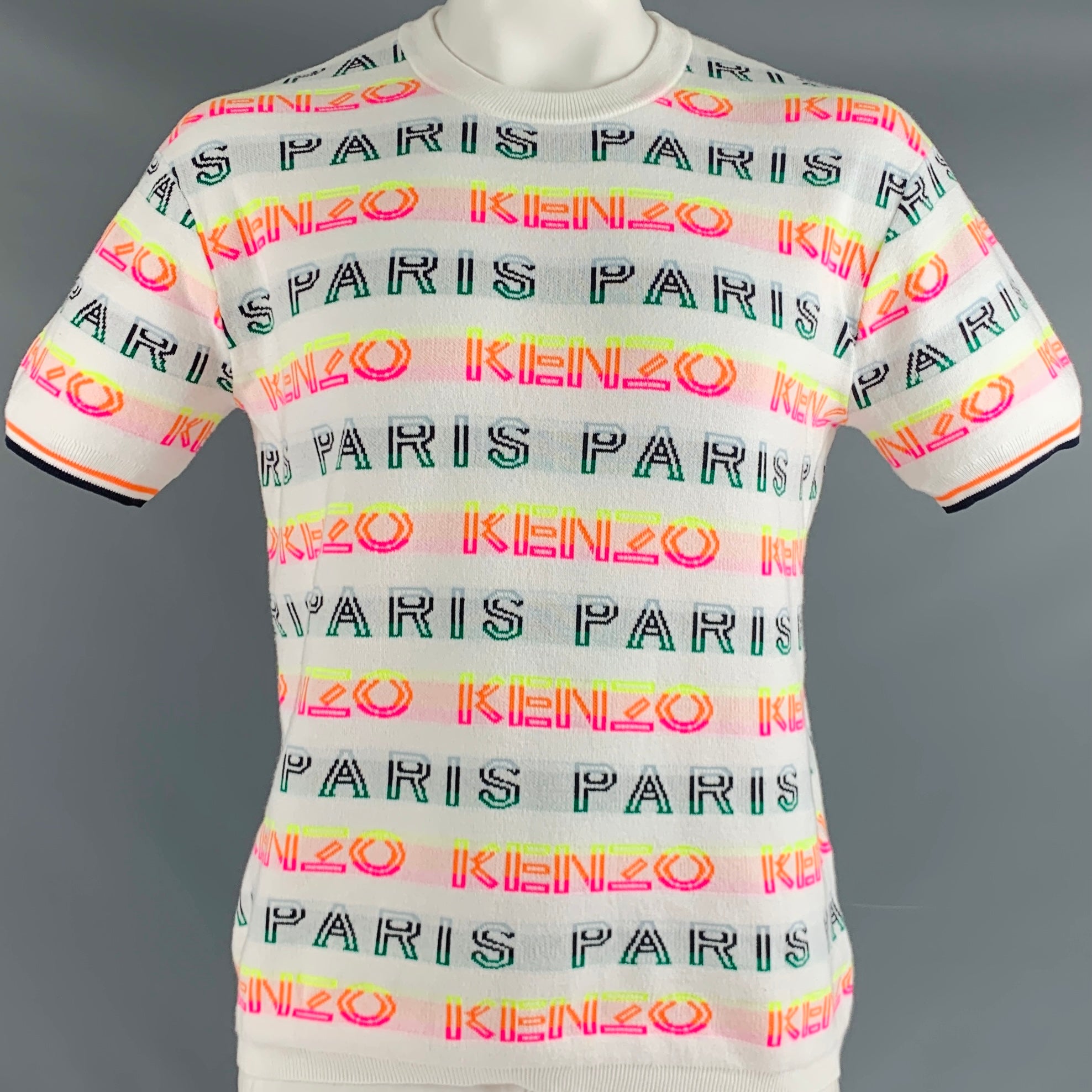 KENZO Size L White Multi Color Logo Cotton Polyester Short KENZO Size L White Multi Color Logo Cotton Polyester Short