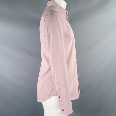 THEORY Size M Pink Blush Cotton Polyester Button Up Long Sleeve Shirt