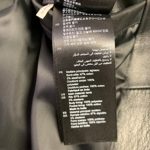 SANDRO Size M Black Lambskin Leather Bomber Jacket