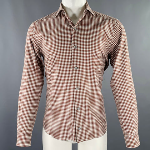 Chemise à manches longues à carreaux rouges et blancs ERMENEGILDO ZEGNA taille M