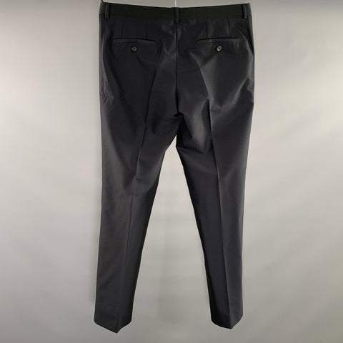 EMPORIO ARMANI Size 34 Black Wool Cotton Tuxedo Dress Pants