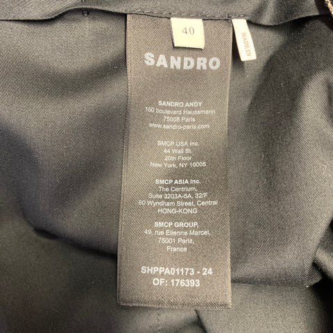 SANDRO Size 32 Brown Taupe Plaid Polyester Flat Front Straight Casual Pants