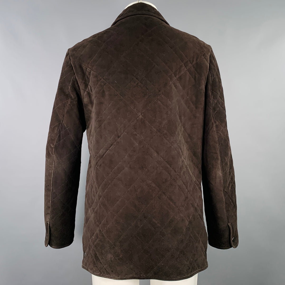 SAKS FIFTH AVENUE Size M Brown Quilted Suede Snaps Coat