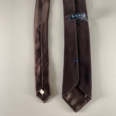 LANVIN Brown Velvet Cotton Silk Tie