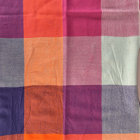 NO BRAND Blue Orange & Red Window Pane Scarves