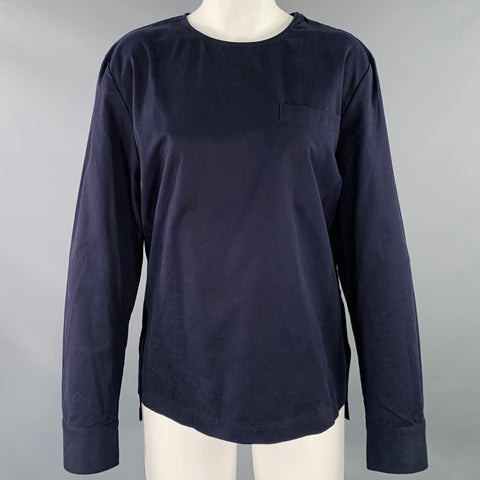 PROPER GANG Size S Navy Cotton Pullover Blouse