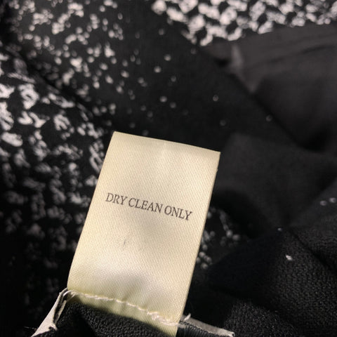 NEIMAN MARCUS Size XL Black White Polyester Blend Herringbone Open Front Coat