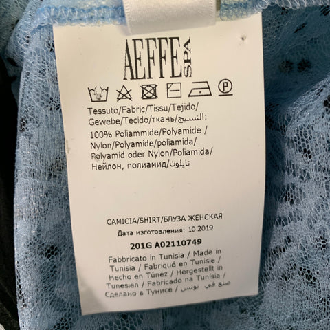 PHILOSOPHY di LORENZO SERAFINI Size 2 Blue Black Polyester Polka Dot Blouse